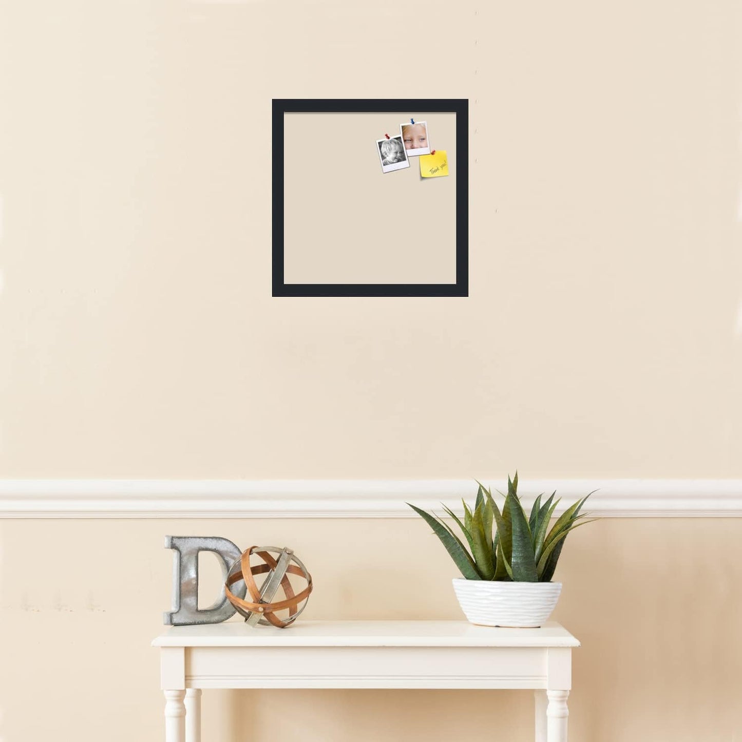 PinPix 14x14 Inch Cork Bulletin Board. This Decorative Framed Pin Board Comes with Desert Pastel Design and a Satin Black Frame. Ideal for Home Office Decor or Message Board (PinPix-1815)