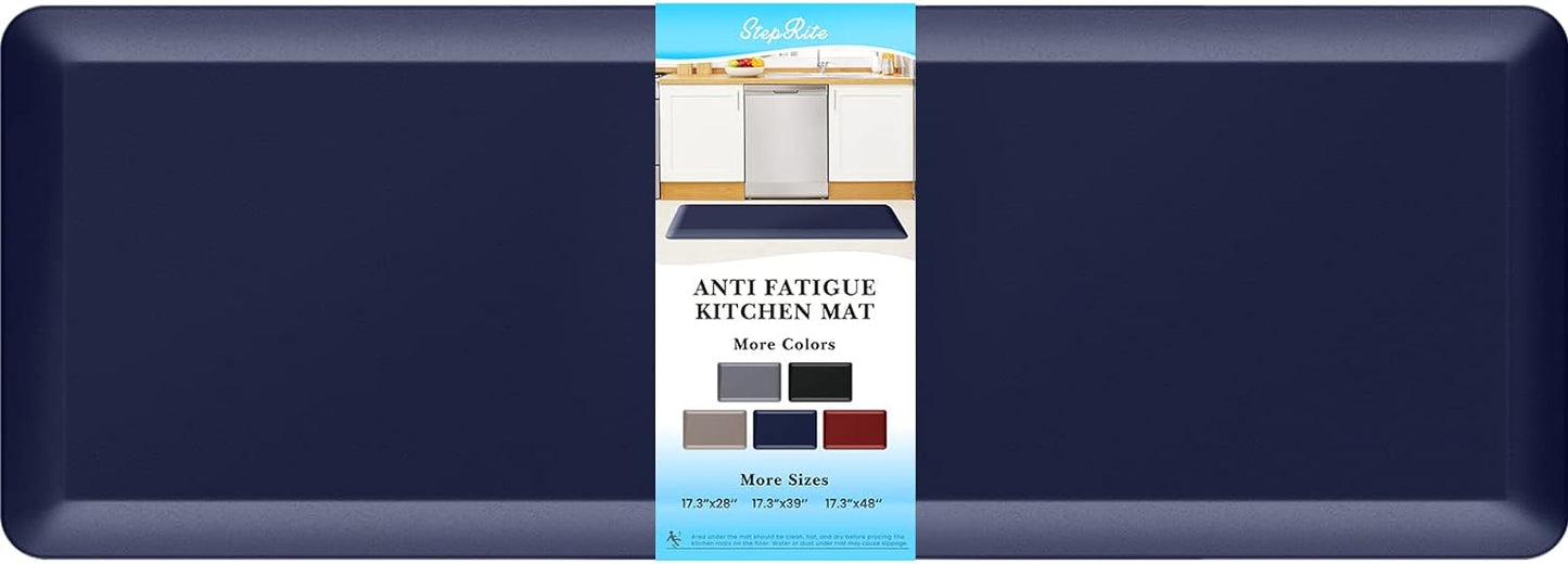 StepRite 4/5 Inch Thick Kitchen Mat Anti Fatigue Mat Kitchen Rugs Kitchen Decor Non-Slip, Stain Resistant, Waterproof Kitchen Mats Desk Mat for Kitchen, Office, Workshop, Blue, 17'' x 47''