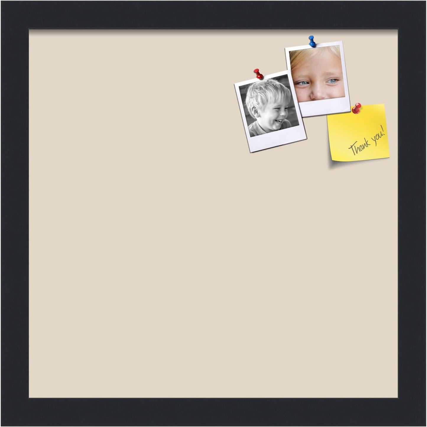 PinPix 13x13 Inch Cork Bulletin Board. This Decorative Framed Pin Board Comes with Desert Pastel Design and a Satin Black Frame. Ideal for Home Office Decor or Message Board (PinPix-1815)