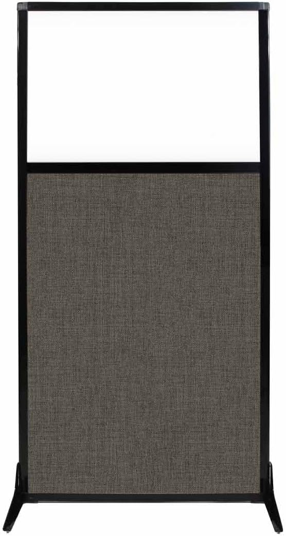 Versare Workstation Partition | Portable Wall Divider | Modern Office Cubicle | Free Standing Privacy Screen | Flexible Work Space | 33" x 70" W/Window, Mocha Fabric Panels