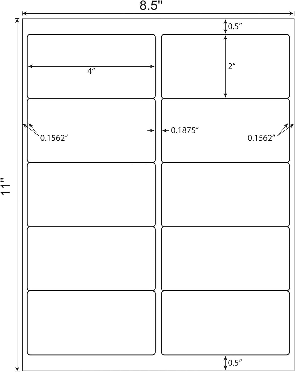 MPRT 2" x 4" Shipping Address Labels 1000 Label Stickers Paper for Laser & Inkjet Printer 10 per Page Printable Mailing Labels - Matte, 100 Sheets