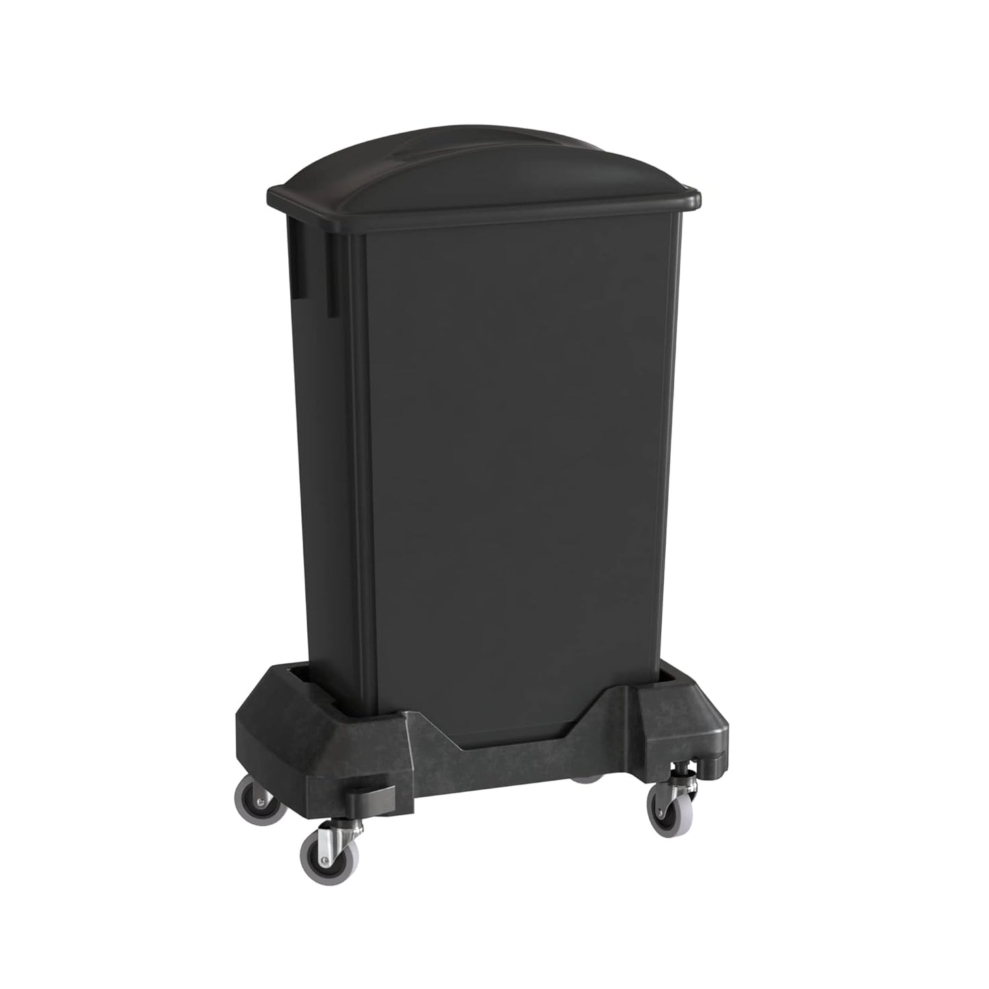 23 Gallon Black Slim Jim Trash Can with Flat Lid with Handle and Dolly