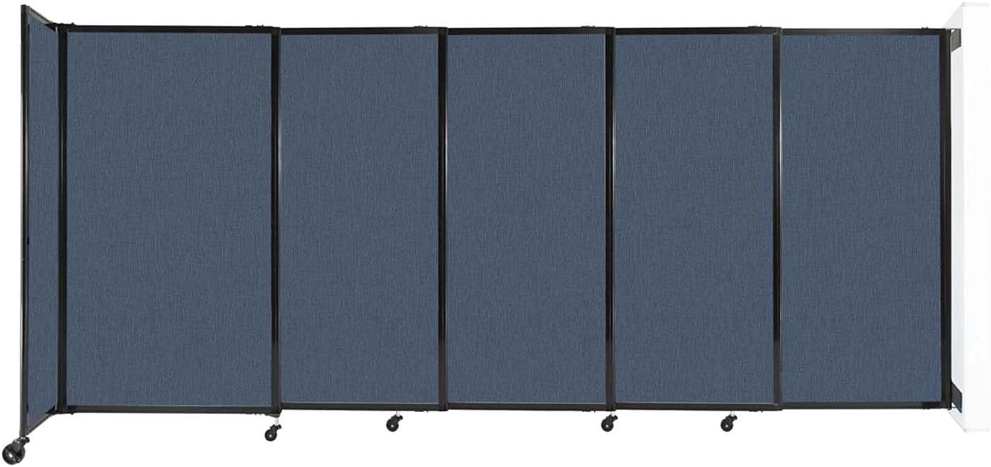 Wall-Mounted Sliding StraightWall Room Divider | Adjustable Widths | Locking Wheels | Room Separator | Up to 11'3" Wide x 5' Tall Ocean Fabric Panels