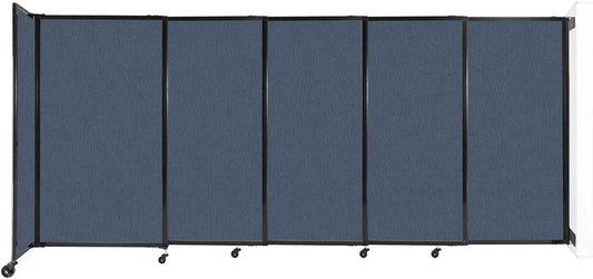 Wall-Mounted Sliding StraightWall Room Divider | Adjustable Widths | Locking Wheels | Room Separator | Up to 11'3" Wide x 5' Tall Ocean Fabric Panels