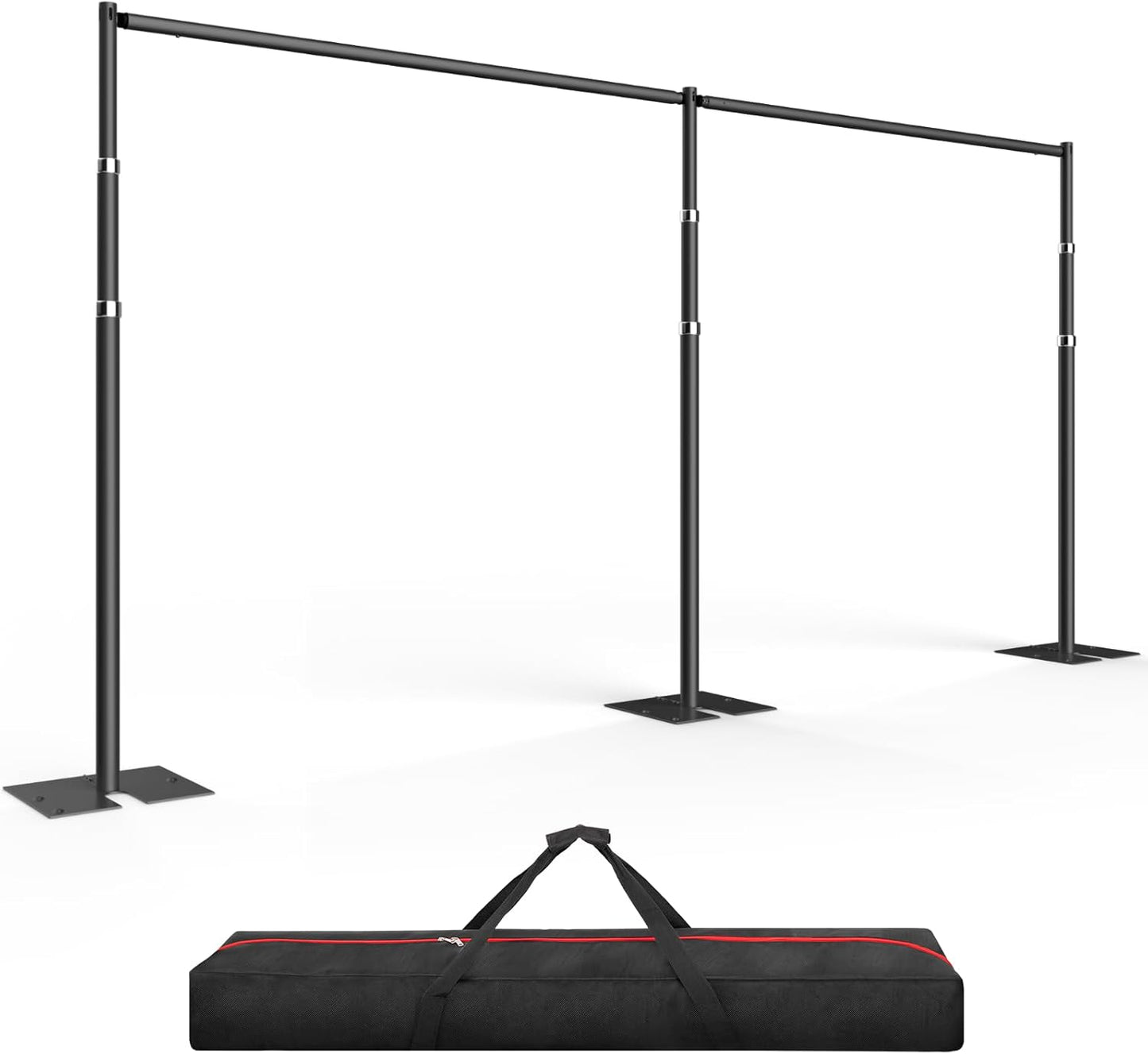 EMART Backdrop Stand Heavy Duty 10ftx20ft, Adjustable Pipe and Drape Photo Background Support Kit, Metal Frame with Flat Base for Wedding Birthday Party Banquet Decorations-Black