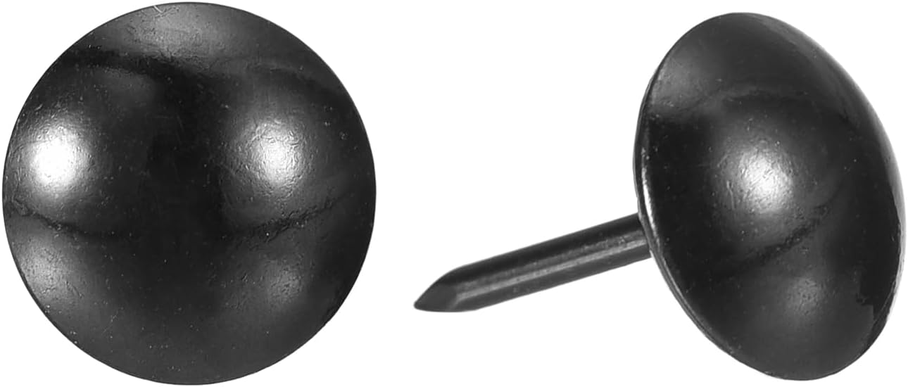 uxcell Upholstery Tacks Nail Pins Furniture, 50Pcs 11x17mm Thumb Tack Pins Assortment Kit Carbon Steel for Home Sofa DIY Decorative Nail Heads Nails, Black