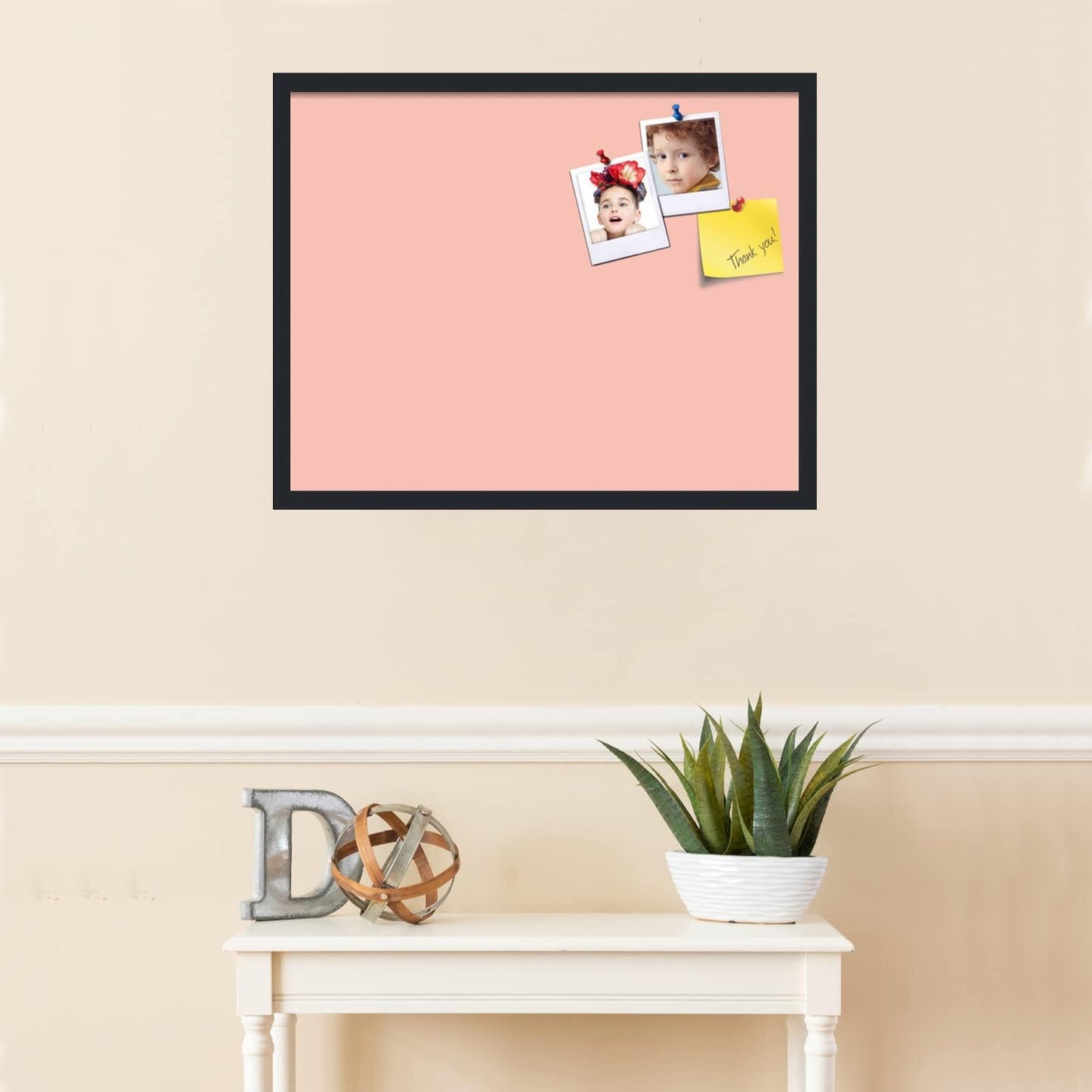 PinPix 28x22 Inch Cork Bulletin Board. This Decorative Framed Pin Board Comes with Pink Pastel Design and a Satin Black Frame. Ideal for Home Office Decor or Message Board (PinPix-1813)