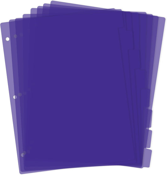Dark Purple Binder Dividers, 8-Tab Sturdy Plastic Dividers, Binder Divider with Tabs, 3-Ring Binder Plastic Divider Set, Aesthetic Dividers for Binder, Suitable for Notebooks and Binders(Dark Purple)