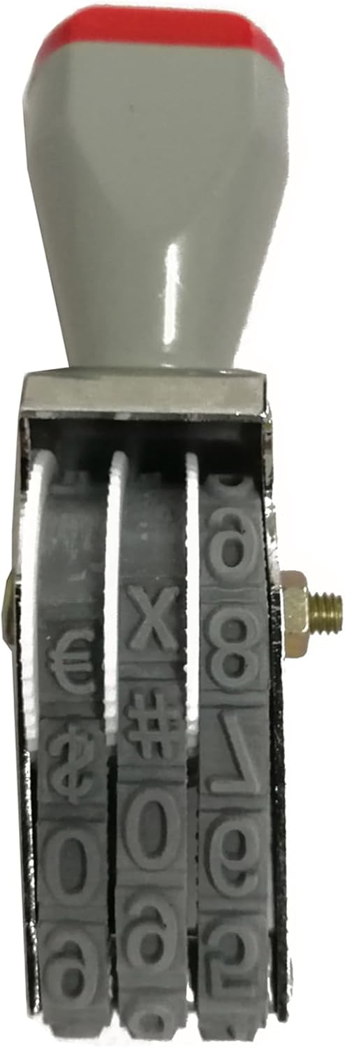 ZENG Adjustable 3-Digit Manual Rolling Stamp - Numbers 0-9 & Symbols, Metal/Rubber Office Numbering Tool, 18x7mm Imprint, Multicolor - Ink Not Included