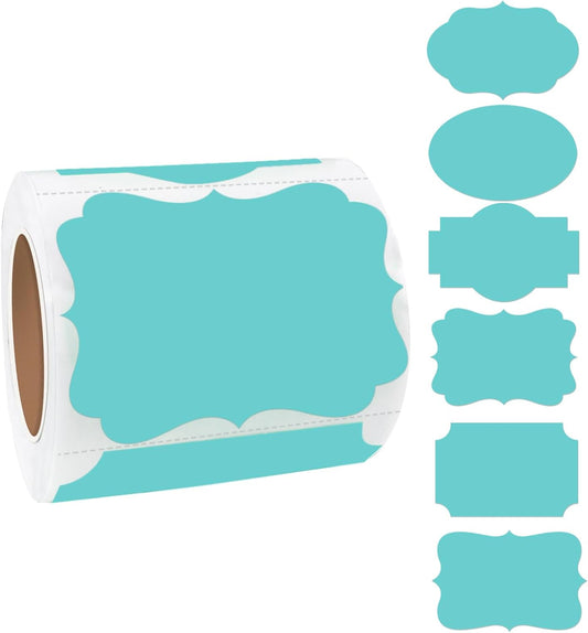 Blue Labels - 250 PCS 3" x 2" Fancy Shape Stickers for Storage Boxes or Food Jars - Holiday Tags