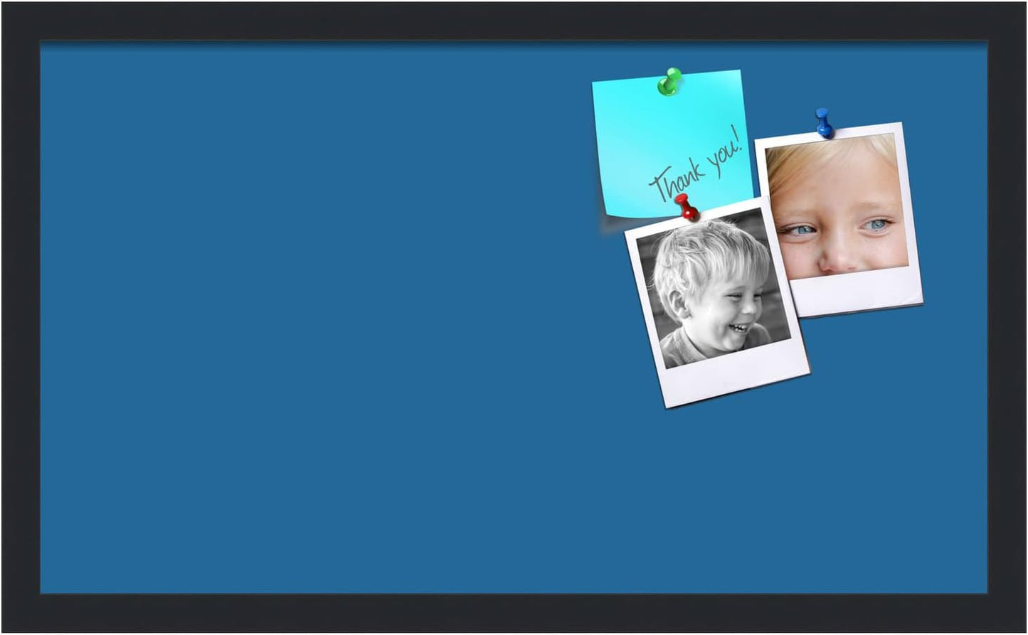 PinPix 24x14 Inch Cork Bulletin Board. This Decorative Framed Pin Board Comes with Navy Pastel Design and a Satin Black Frame. Ideal for Home Office Decor or Message Board (PinPix-1811)