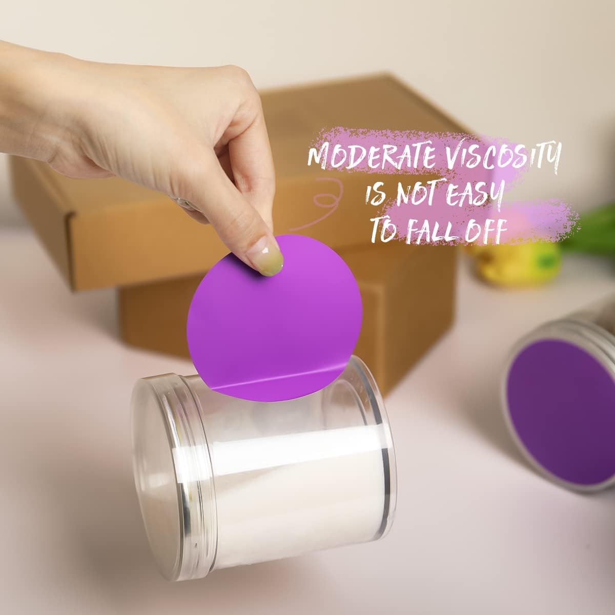 PARLAIM 3 X 3 inch Permanent Color Code Dot Stickers, 500pcs 3" Round Color Coding Circle Labels per Roll in Dispenser Box for Inventory Box, Purple