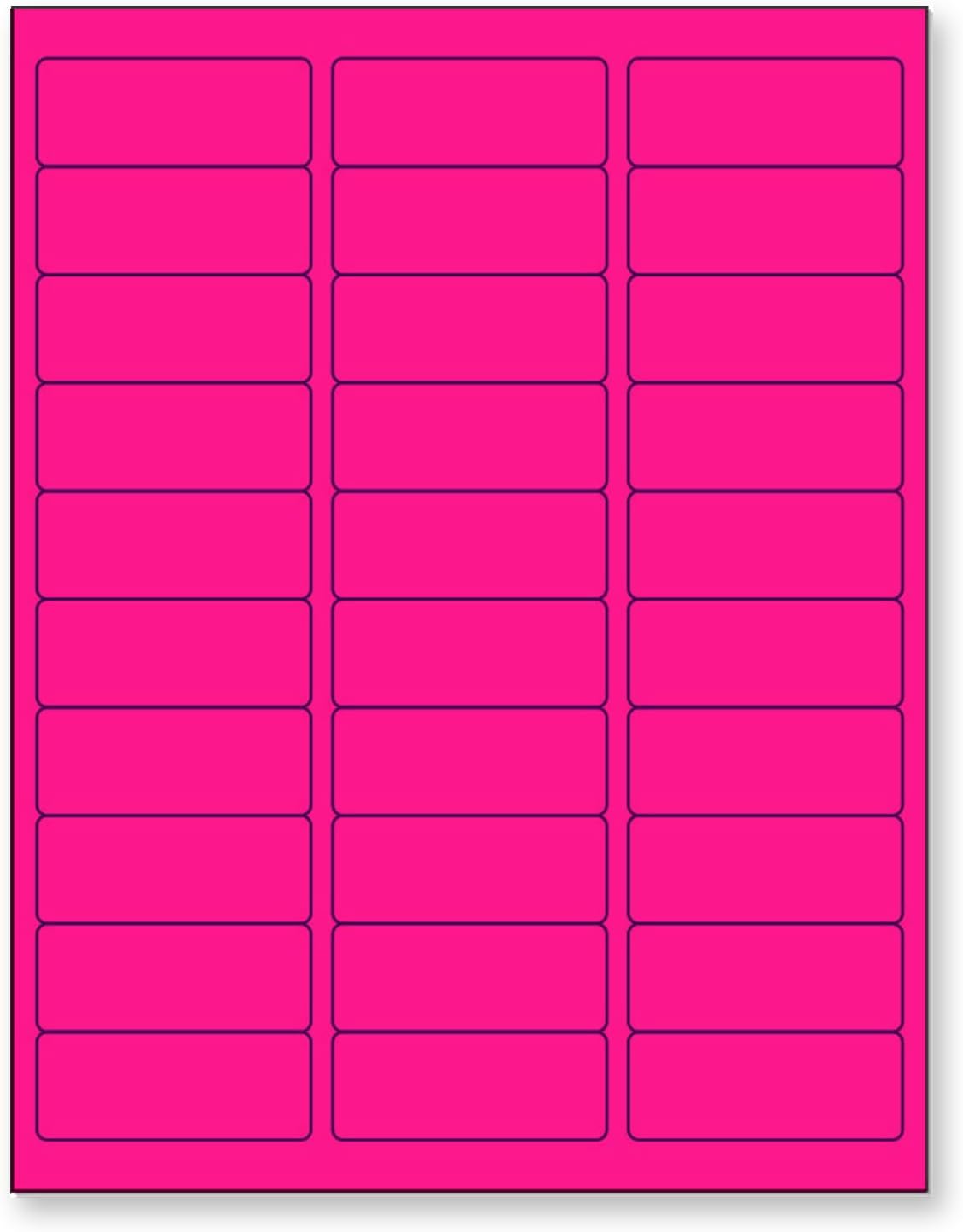 NextDayLabels - 8-1/2 x 11" Neon Color High Light Fluorescent Labels for Laser & Inkjet Printer (Pink Fluorescent, 1" x 2-5/8" - 30 Per Page | 1500 Labels)