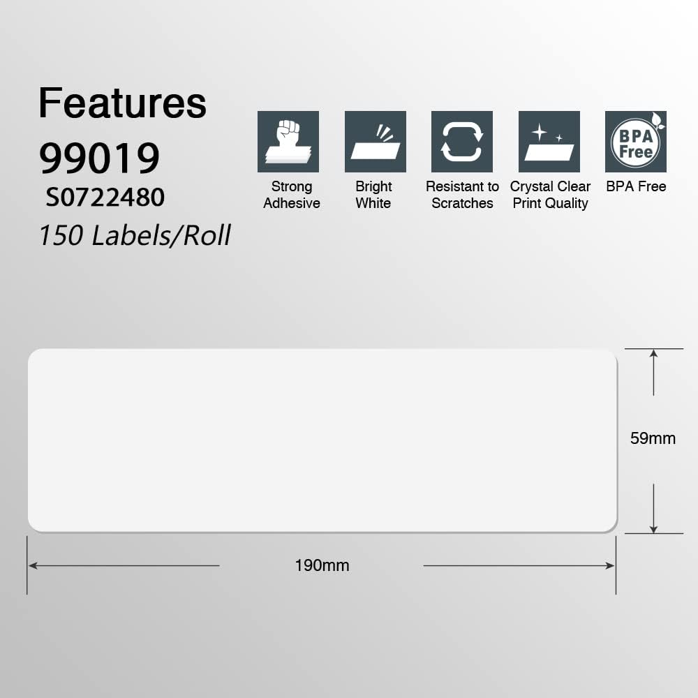 BETCKEY Colored Labels Compatible with Dymo 99019 (2-5/16" x 7-1/2") for Files, Folder, Binders, Compatible for Dymo LabelWriter Thermal 450, 4XL & Zebra Desktop Printers [6 Rolls, 900 Labels, Green]