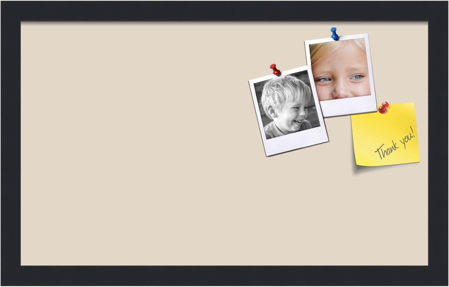 PinPix 20x12 Inch Cork Bulletin Board. This Decorative Framed Pin Board Comes with Desert Pastel Design and a Satin Black Frame. Ideal for Home Office Decor or Message Board (PinPix-1815)