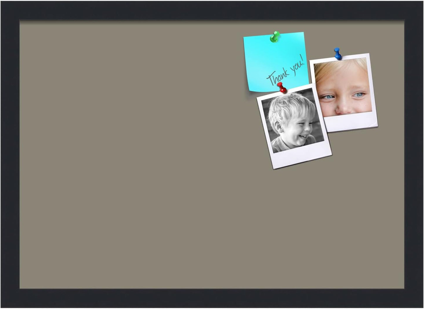 PinPix 20x14 Inch Cork Bulletin Board. This Decorative Framed Pin Board Comes with Pewter Design and a Satin Black Frame. Ideal for Home Office Decor or Message Board (PinPix-1812)