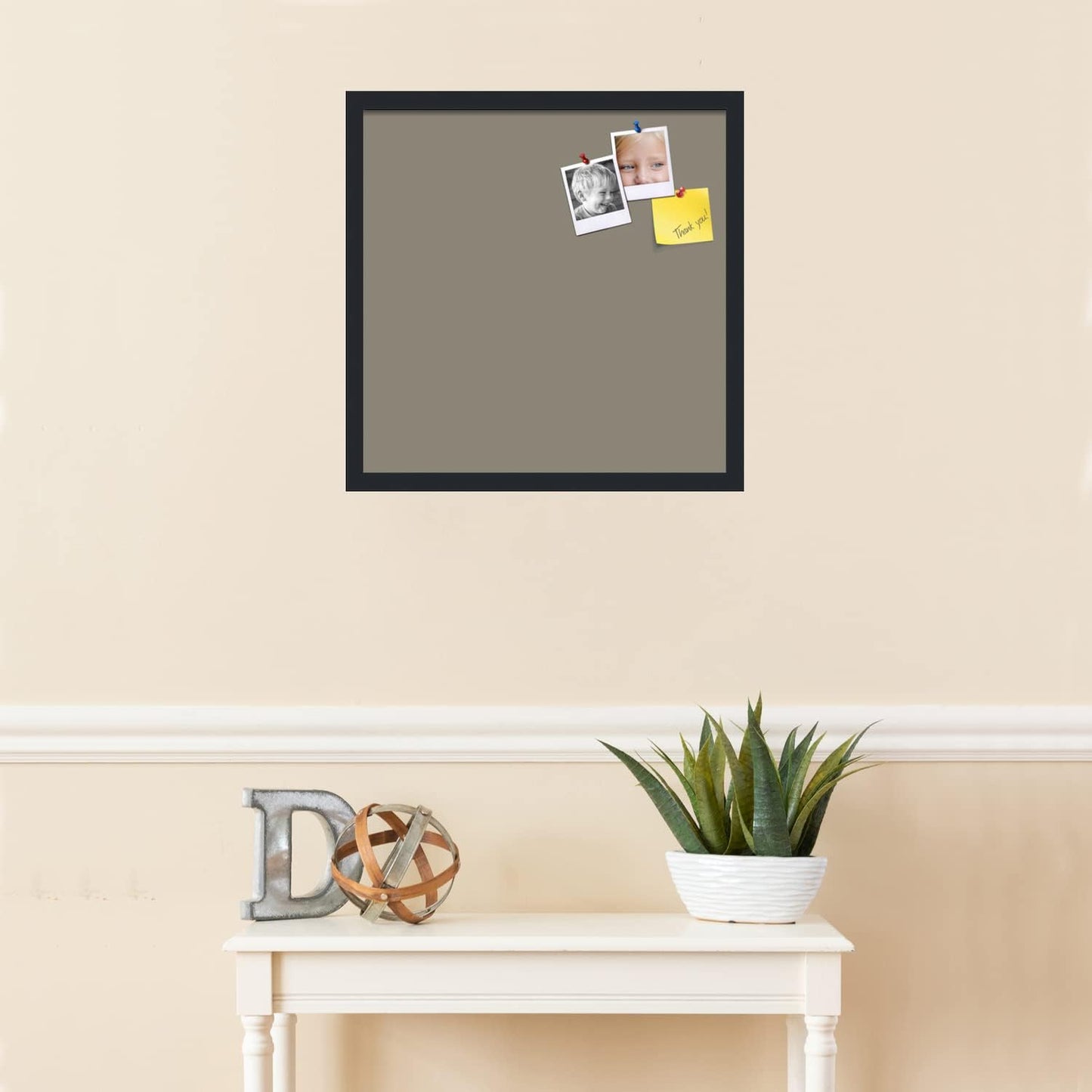 PinPix 20x20 Inch Cork Bulletin Board. This Decorative Framed Pin Board Comes with Pewter Design and a Satin Black Frame. Ideal for Home Office Decor or Message Board (PinPix-1812)
