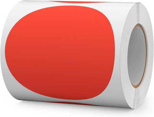 300 PCS Round Stickers 4 Inch Red Vinyl Circle Floor Dots Sticker Removable Self-Adhesive Colored Large Label Roll for Marking Inventory Organizing Classroom Line Up Spots