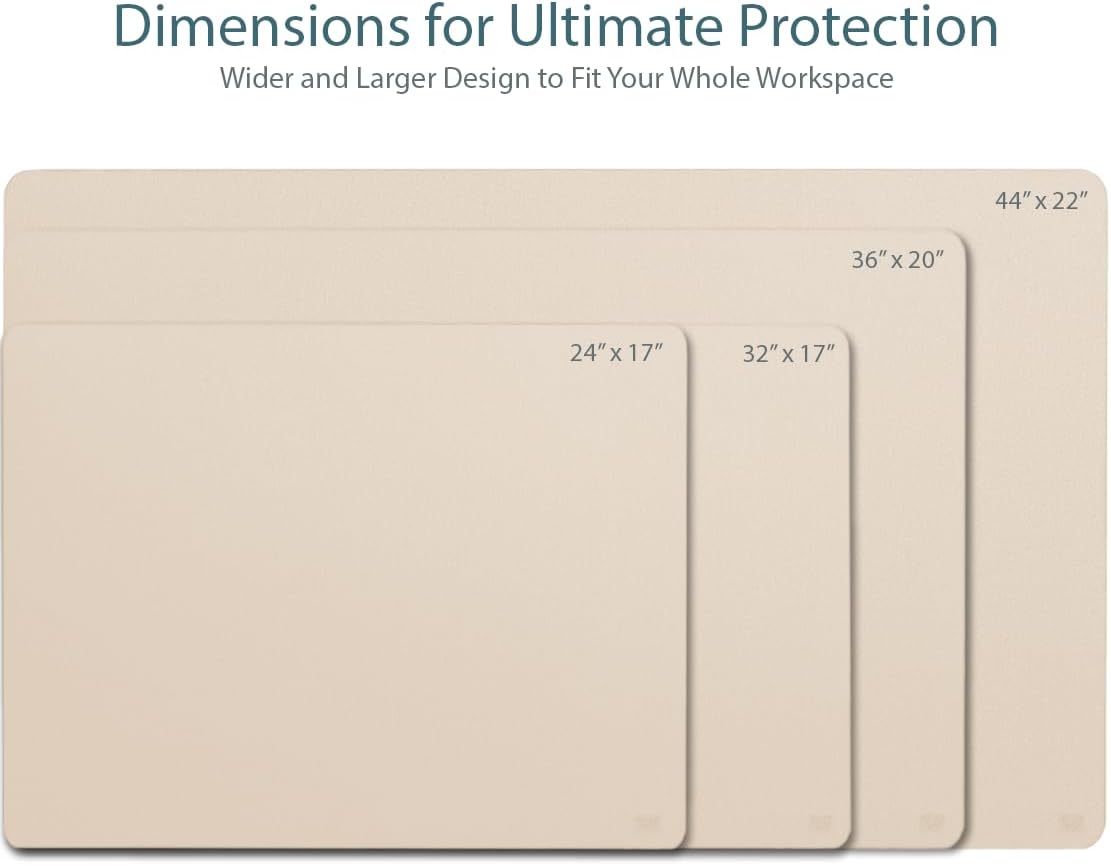 Vine Creations Leather Desk Mat Large 44" x 22", Desk Protector Mat, PU Leather Desk Pad, Large Mouse Pad Desk Blotter, Desk Pads on Top of Desks, Desk Matt for desktop Office Desk Mat (Beige/Apricot)