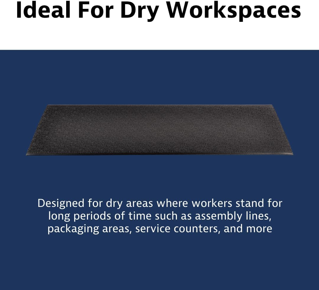 Notrax 411 Sof-Tred™ 4' x 60' x 9/16" Anti Fatigue Mat, Enhanced Slip Resistance with Beveled Edges and Pebbled Surface, Ideal for Industrial and Commercial Workplaces, Black, 411R0448BL