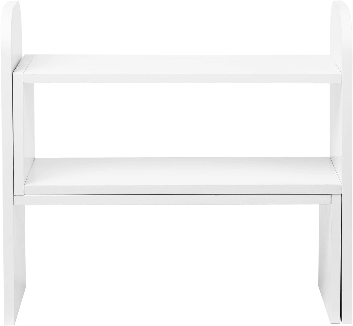 VERGOODR Desktop Adjustable Natural Wood Book Shelf Organizer Office Storage Rack Display Stand Caddy Set Expandable Desk Organizer (White)