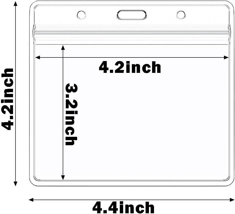 Name Tag Badge ID Card Holders 100 Pack (Horizontal, 4 x 3 Inches),Clear Plastic Premium Badge Holder
