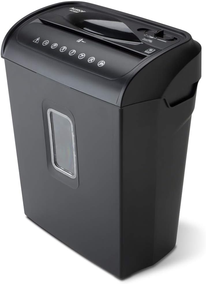 Aurora AU608MB High-Security 6-Sheet Micro-Cut Paper Credit Card Shredder with 3.5-Gallon Wastebasket, 4-Minute Continuous Running Time, Security Level P-4