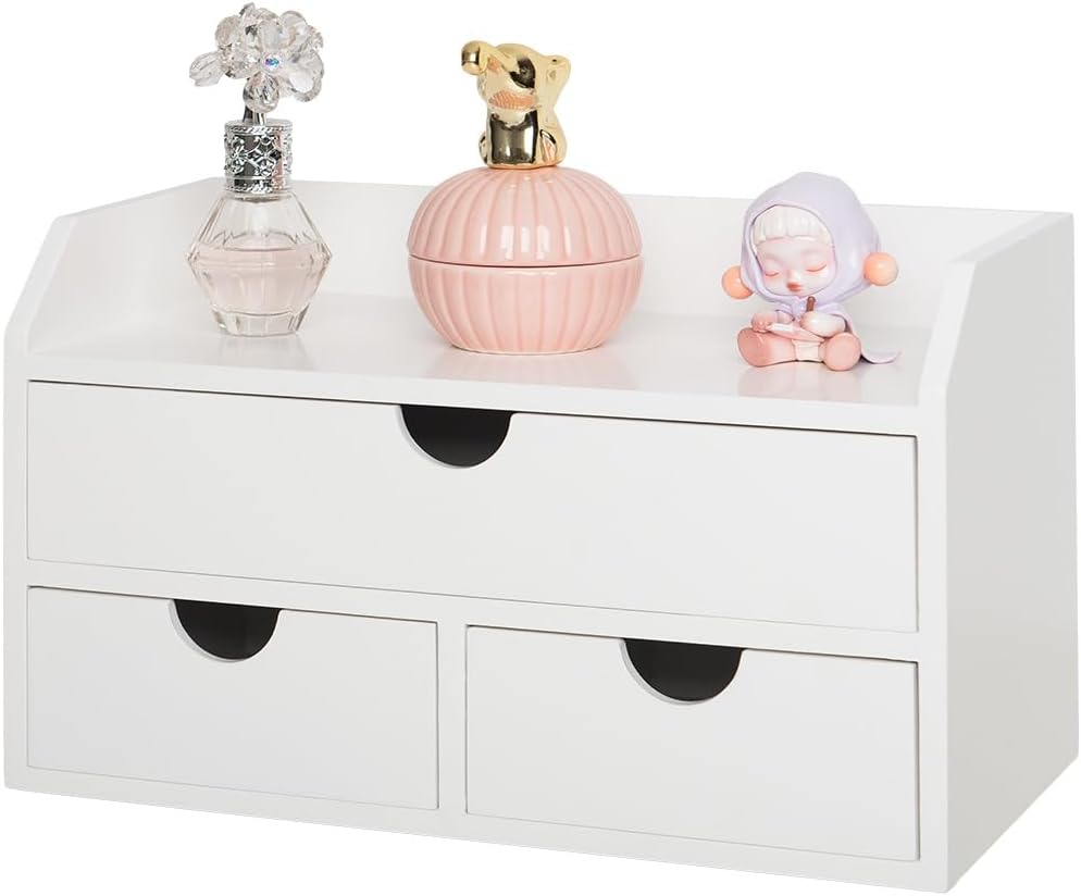 ZGZD Elegant Wooden Desk Organizer with 3 Drawers – Premium Tabletop Office Supplies Storage for Home & Office – Stylish, Space-Saving, Multi-Functional Desk Accessories