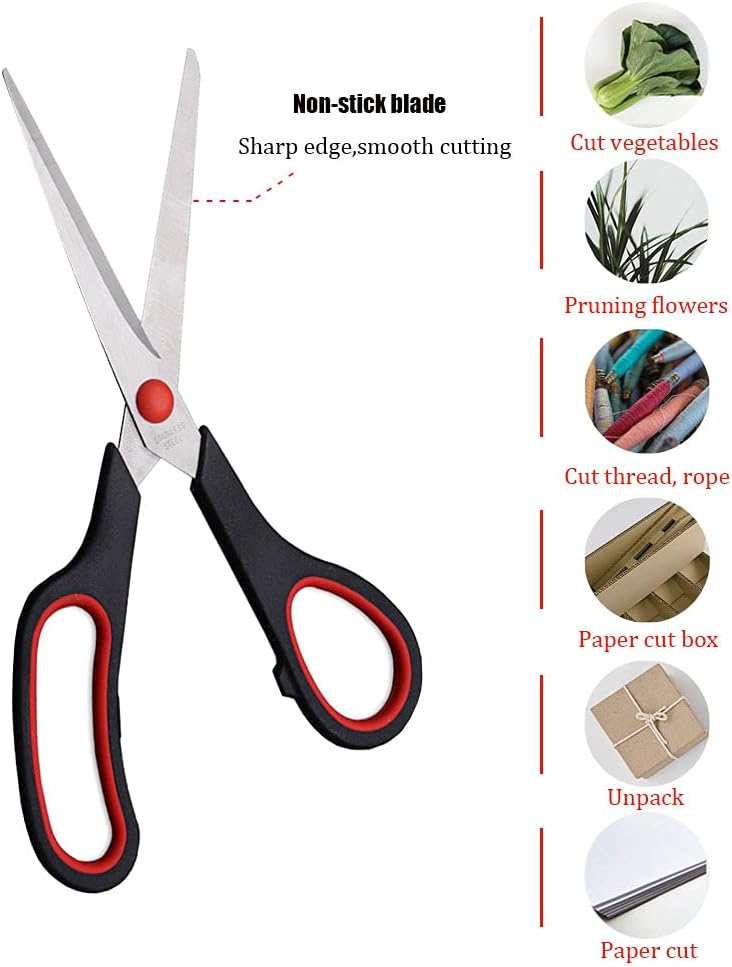 Scissors, Multipurpose office Scissors,8.5 Inch Ultra Sharp Shears, Comfort-Grip Handles Household scissors，Sturdy Sharp Craft Supplies - Pack of 5, Right/Left Hande
