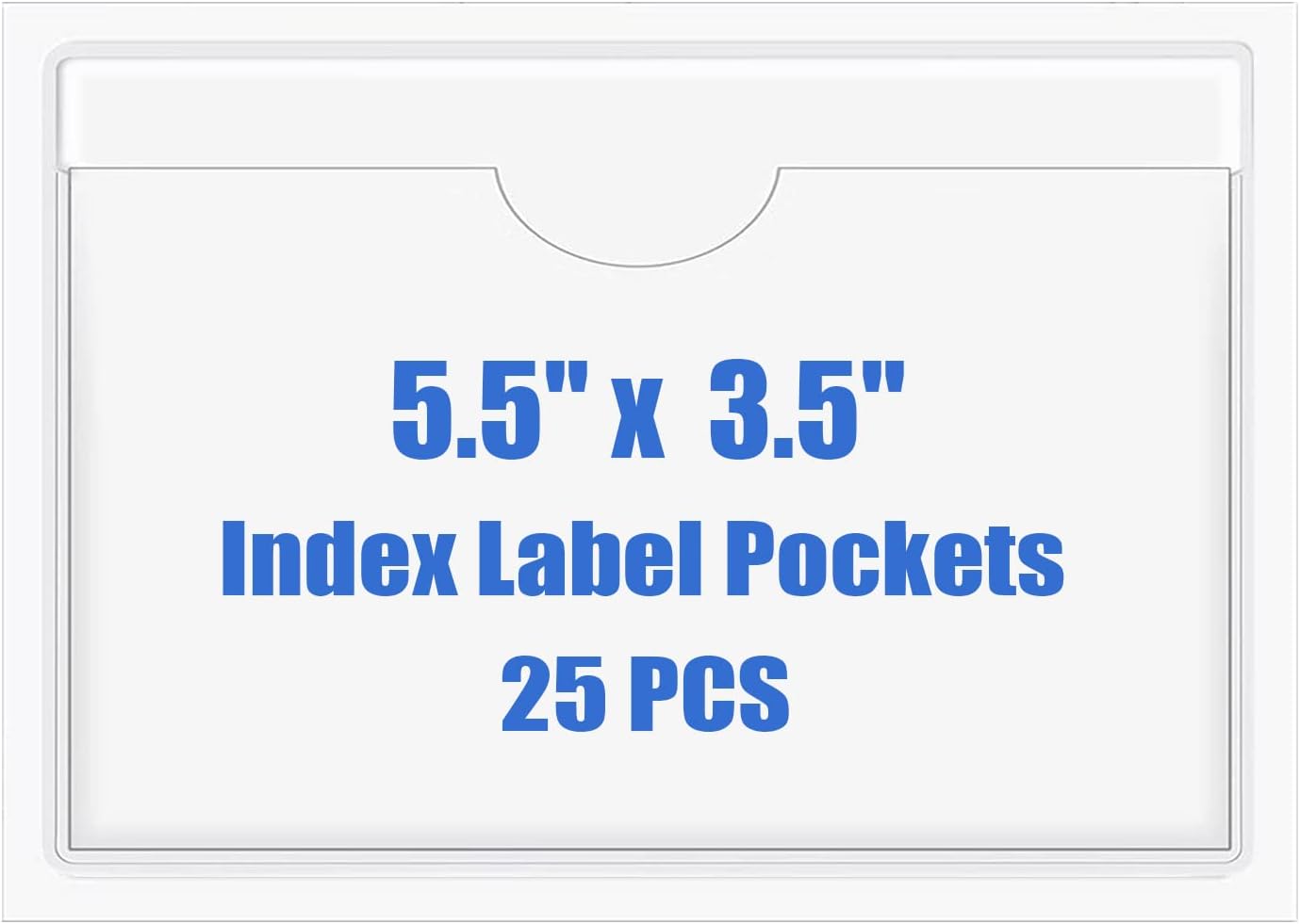 Origin-Joy 25 PCS Self-Adhesive Index Label Pockets, Clear Plastic Peel & Stick Card Holders with Top Open for Loading (5.5 x 3.5 inch)