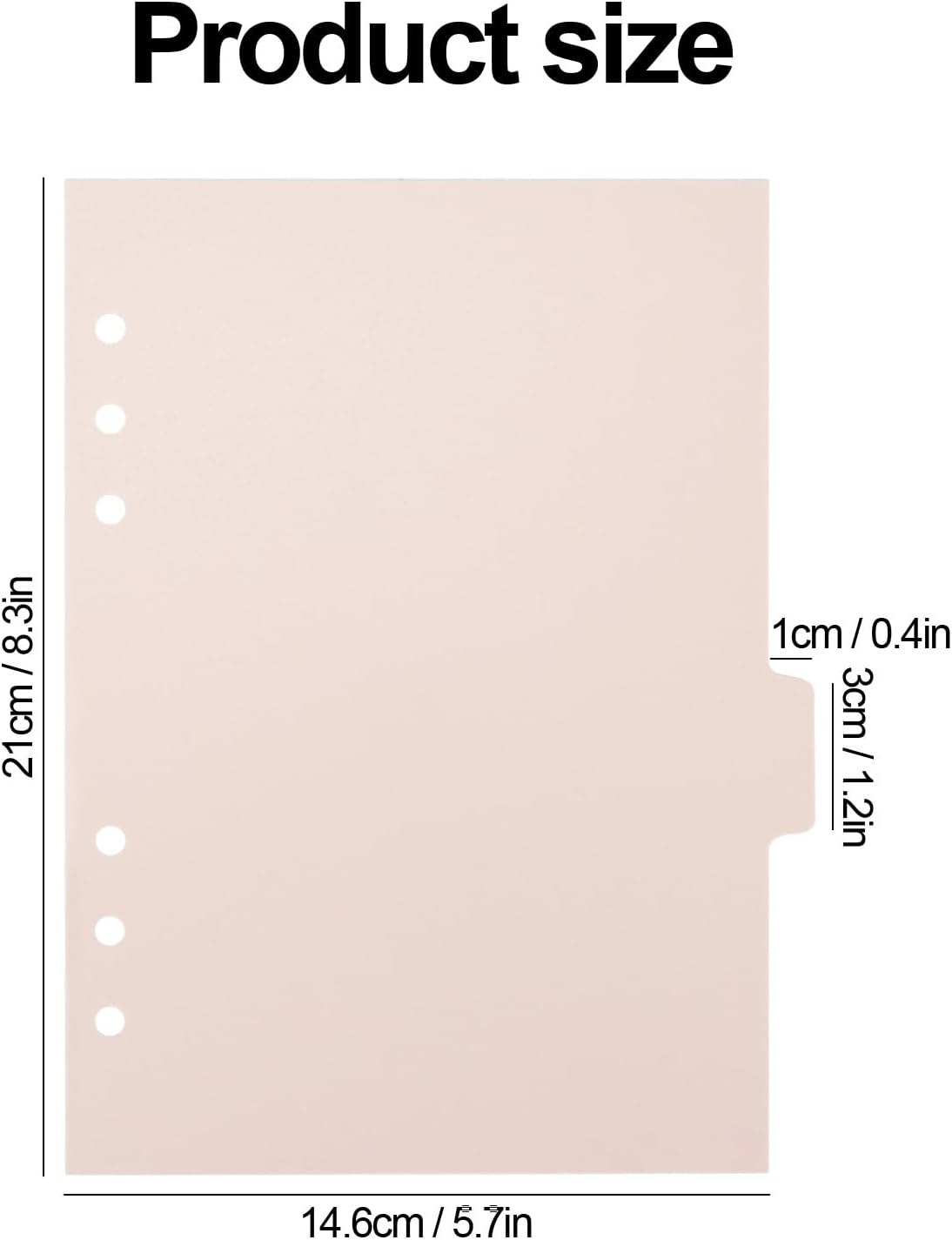 A5 Plastic Binder Dividers 6 Holes Durable Plastic 6 Tab Dividers for 6-Ring Binders, Notebooks, Planners, 5.7x8.3 inch (Pink)