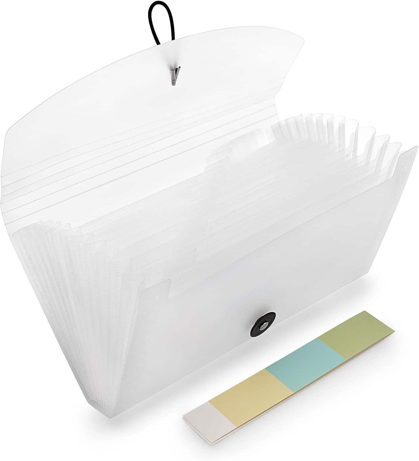 BTSKY Expanding File Folder New 13 Pockets Small Accordion File Expandable Card Ticket Holder Storage Folder Plastic Wallet Case (White Translucent)