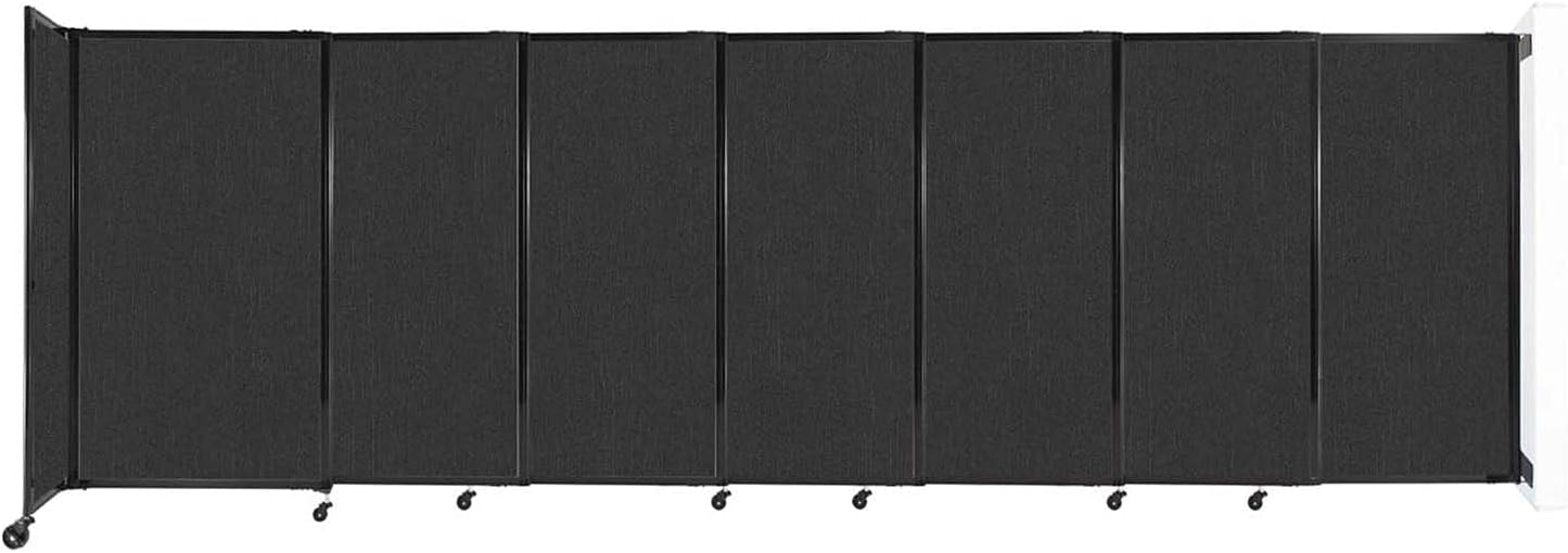 Wall-Mounted Sliding StraightWall Room Divider | Adjustable Widths | Locking Wheels | Room Separator | Up to 15'6" Wide x 5' Tall Black Fabric Panels