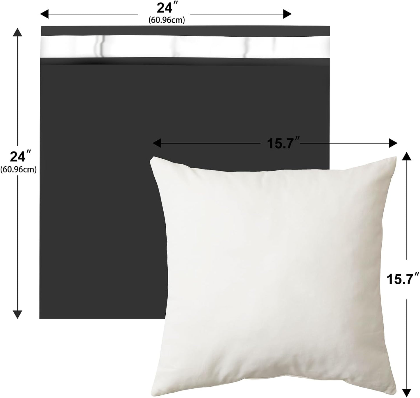 Large Poly Mailers 24x24 Inch 50 Pcs, Extra Large Shipping Bags for Clothing with Self-Sealing Tear-Resistant, Waterproof Poly Bags, Mailing Envelopes for Small Business (Black)