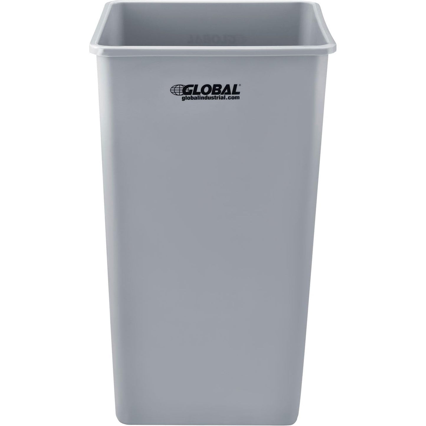 Global Industrial Square Plastic Garbage Can, Open Top, 55 Gallon Capacity, Indoor/Outdoor Rated, 19-1/2"W x 19-1/2"D x 34"H, Utility Trash Can, No Lid, Gray