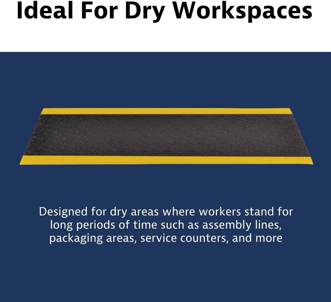 Notrax 411 Sof-Tred™ 2' x 60' x 3/8" Anti Fatigue Mat, Enhanced Slip Resistance with Beveled Edges and Pebbled Surface, Ideal for Industrial and Commercial Workplaces, Black/Yellow, 411R0324BY