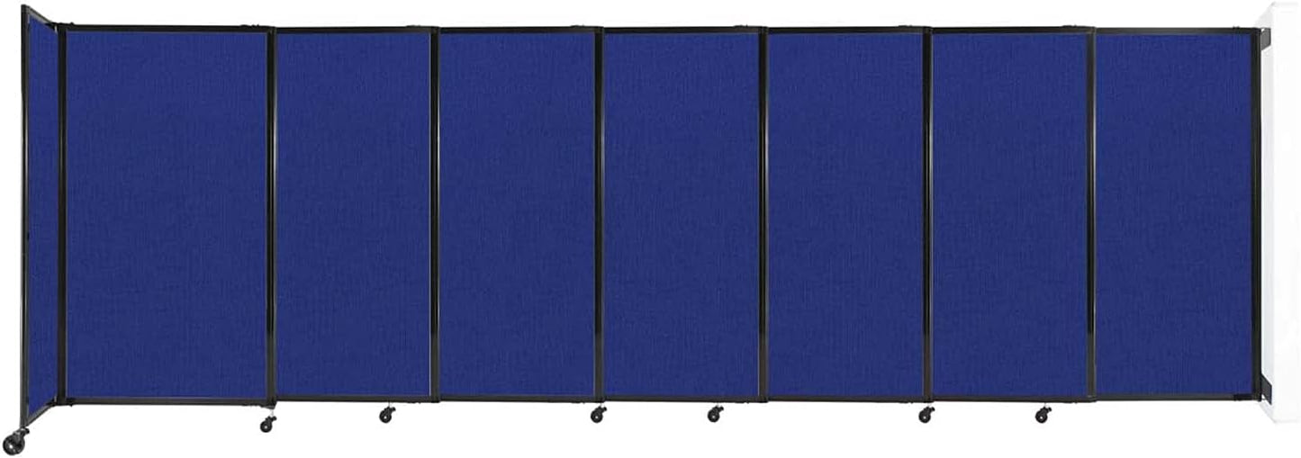 Wall-Mounted Sliding StraightWall Room Divider | Adjustable Widths | Locking Wheels | Room Separator | Up to 15'6" Wide x 5' Tall Royal Blue Fabric Panels