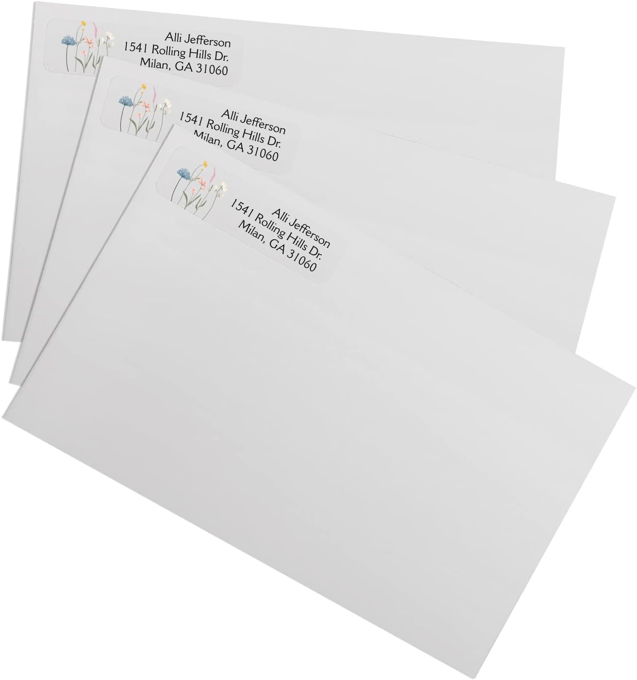Clear Wildflower Rolled Address Labels / 500 Personalized Return Address Labels/Designer Address Stickers in Elegant Plastic Dispenser