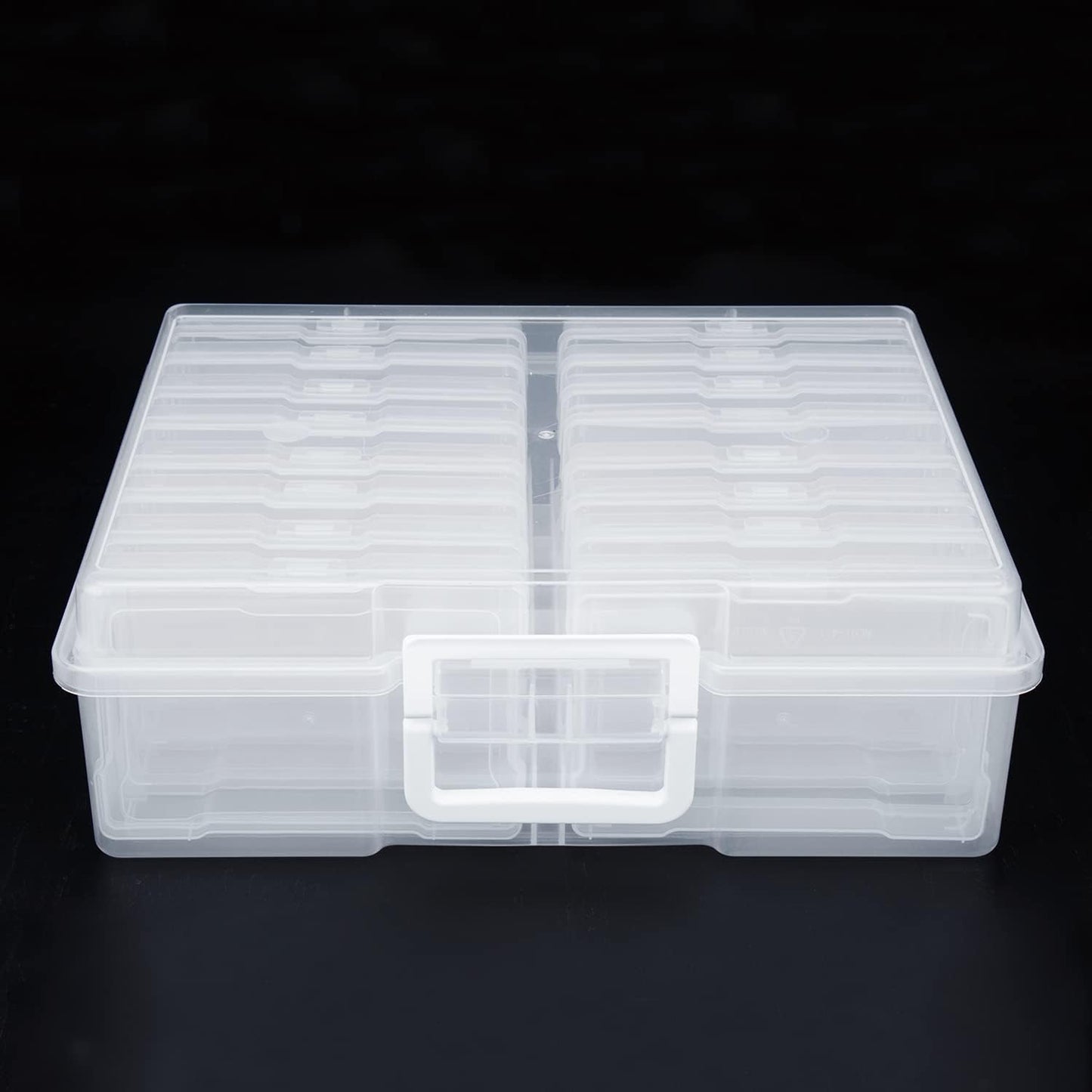 novelinks 4" x 6" Photo Organizer Box with Handle – 16 Inner Photo Storage Cases, Holds 1600 Photos, Portable Picture Keeper with Secure Snap Closures – White