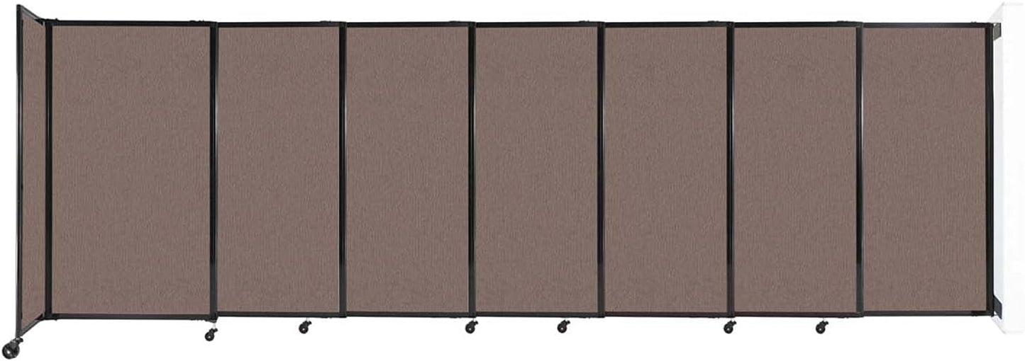 Wall-Mounted Sliding StraightWall Room Divider | Adjustable Widths | Locking Wheels | Room Separator | Up to 15'6" Wide x 5' Tall Latte Fabric Panels