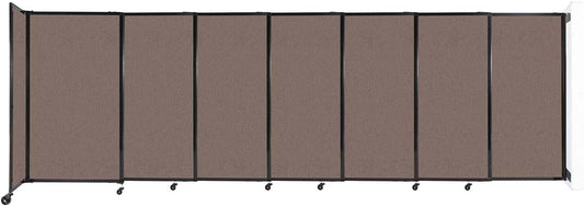 Wall-Mounted Sliding StraightWall Room Divider | Adjustable Widths | Locking Wheels | Room Separator | Up to 15'6" Wide x 5' Tall Latte Fabric Panels
