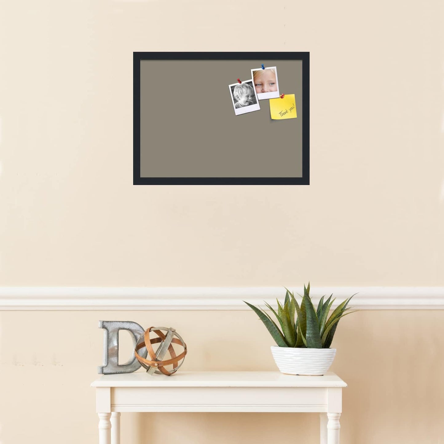 PinPix 22x16 Inch Cork Bulletin Board. This Decorative Framed Pin Board Comes with Pewter Design and a Satin Black Frame. Ideal for Home Office Decor or Message Board (PinPix-1812)