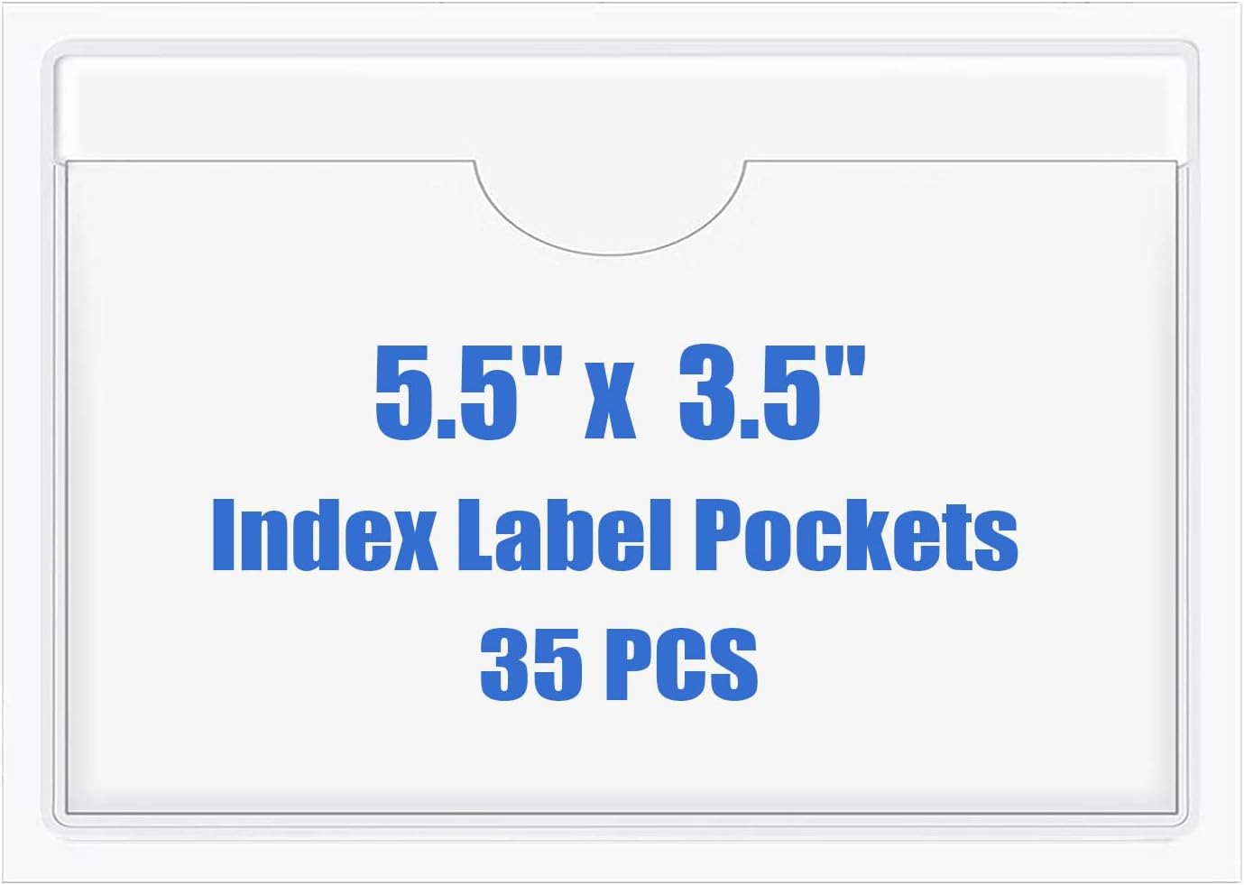 Origin-Joy 35 PCS Self Adhesive Index Card Pockets with Top Open, Clear Plastic Label Holder for Notes, Library and Business, Adhesive Label Pockets & Holder (5.5 x 3.5 inch)