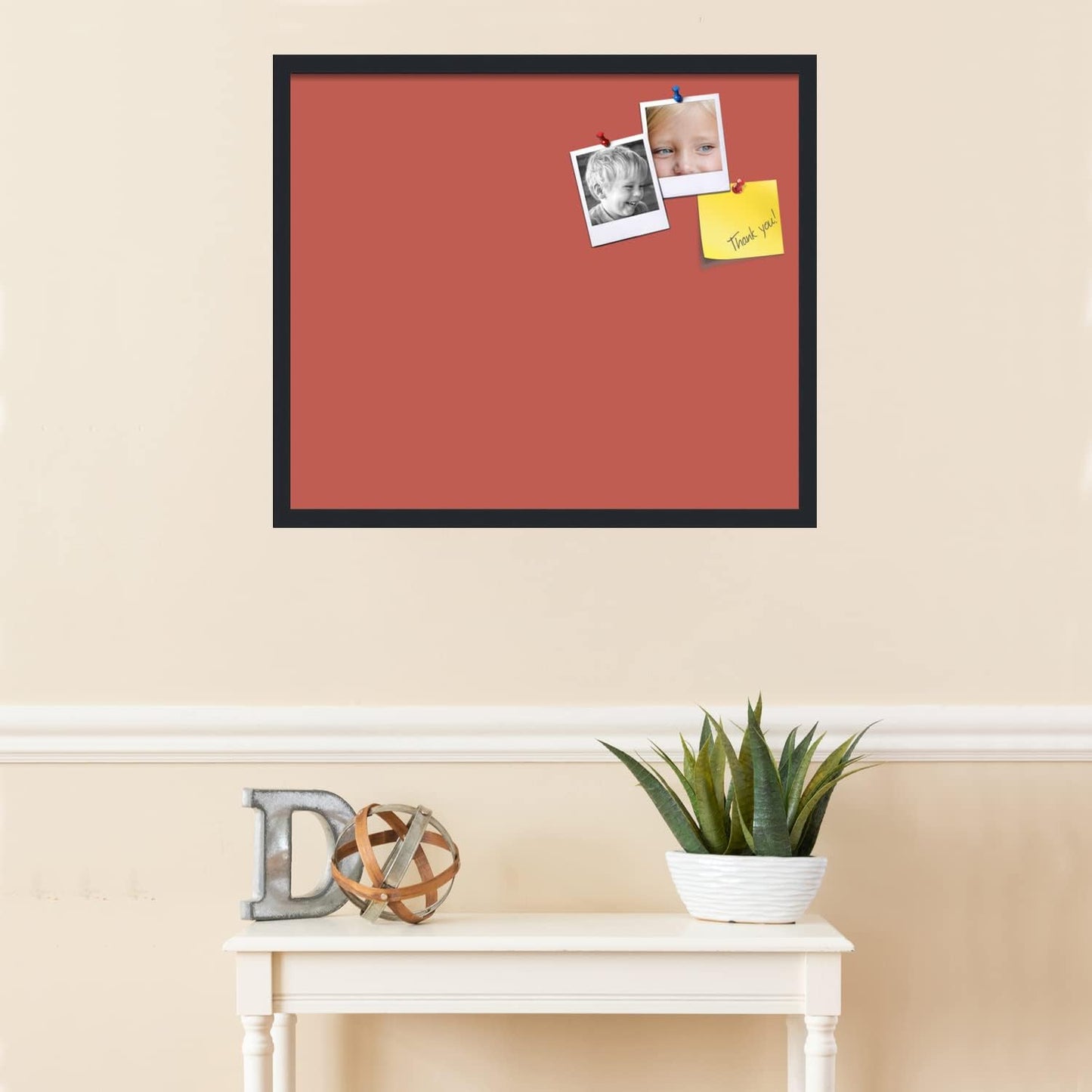 PinPix 28x24 Inch Cork Bulletin Board. This Decorative Framed Pin Board Comes with Crimson Pastel Design and a Satin Black Frame. Ideal for Home Office Decor or Message Board (PinPix-1807)