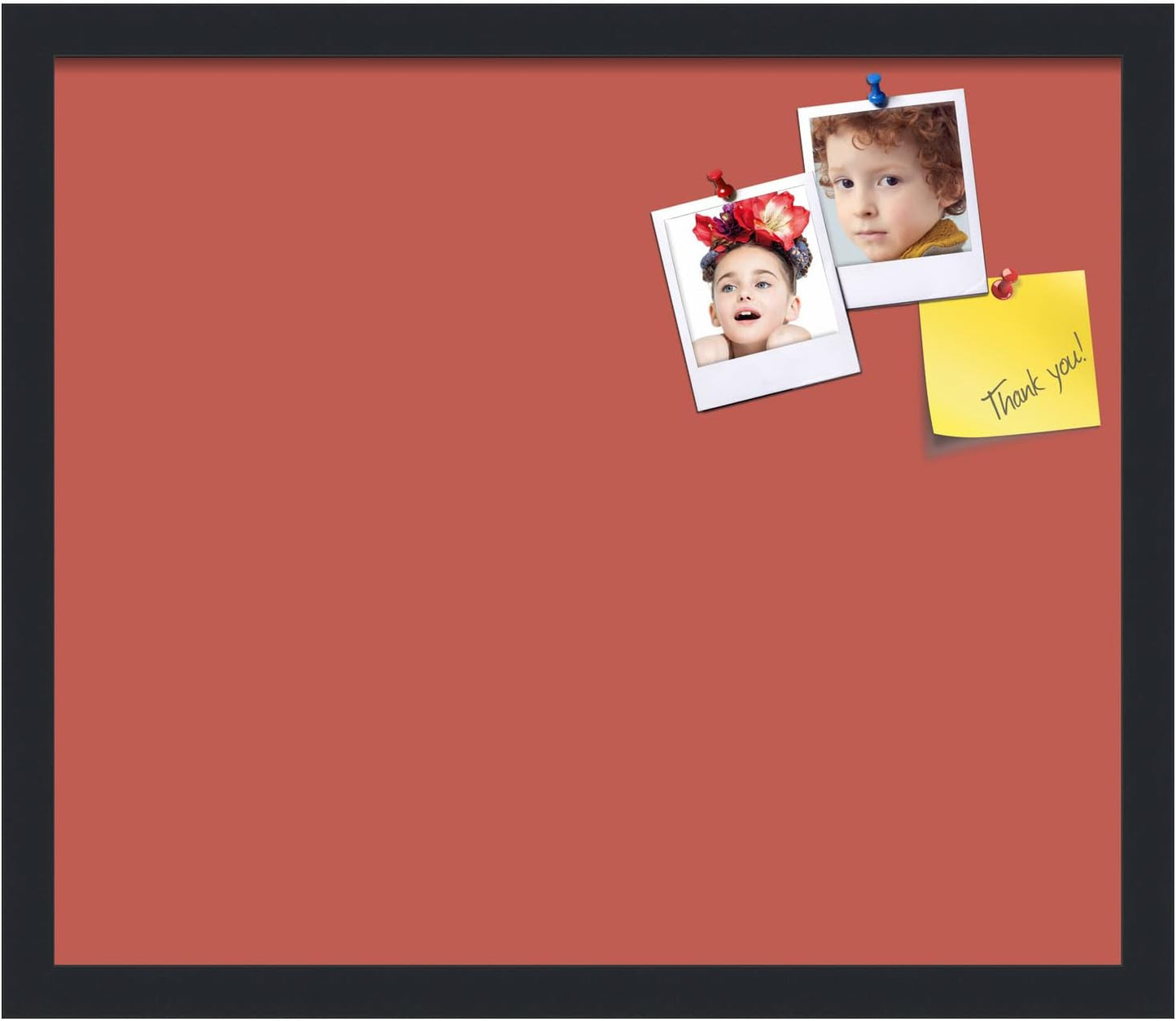 PinPix 20x17 Inch Cork Bulletin Board. This Decorative Framed Pin Board Comes with Crimson Pastel Design and a Satin Black Frame. Ideal for Home Office Decor or Message Board (PinPix-1807)