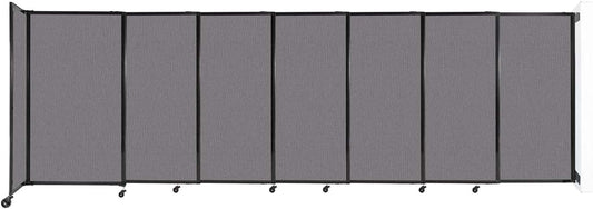 Wall-Mounted Sliding StraightWall Room Divider | Adjustable Widths | Locking Wheels | Room Separator | Up to 15'6" Wide x 5' Tall Slate Fabric Panels