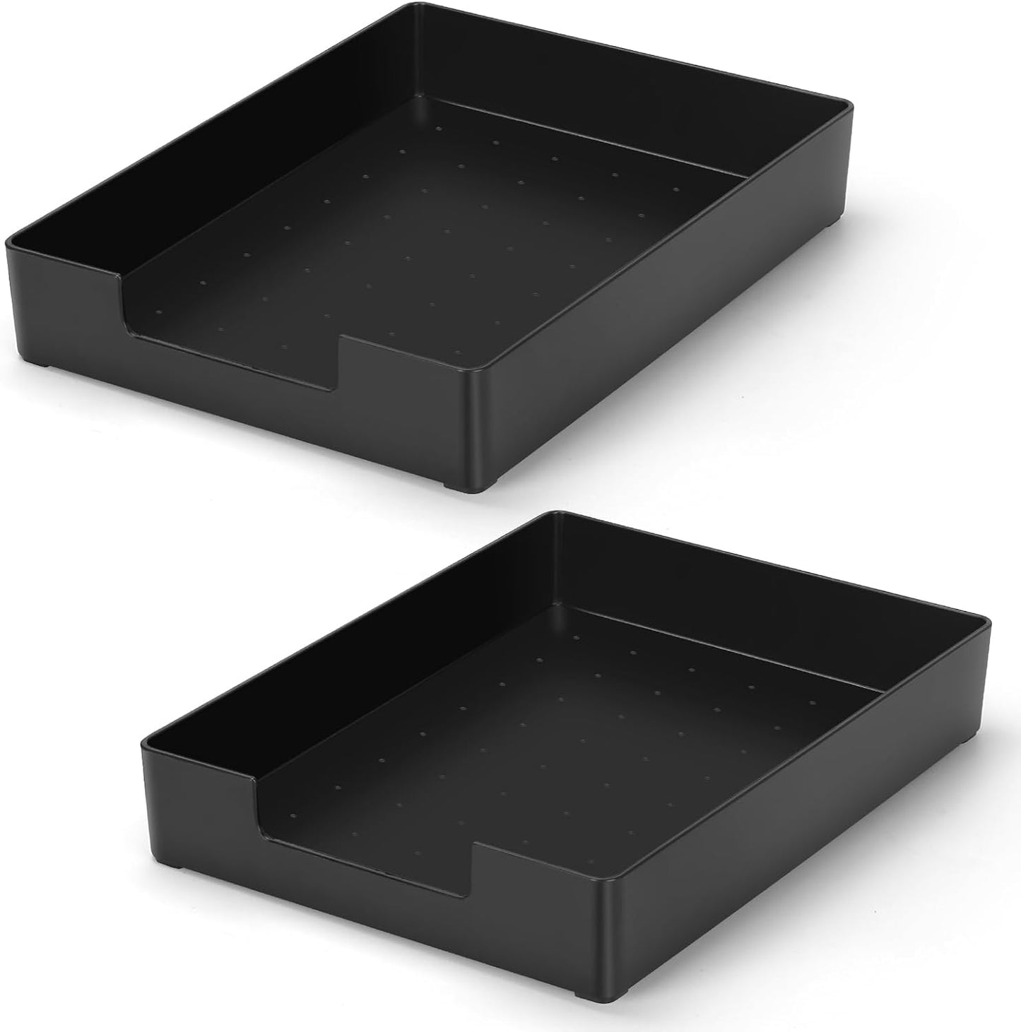 Stackable Letter Tray Paper Organizer, A4 Size Desk Holder for Letter Paper/Stationery/Desk Accessories, Black Holder File Organization for Office, School, Home Storage (2 Pack)