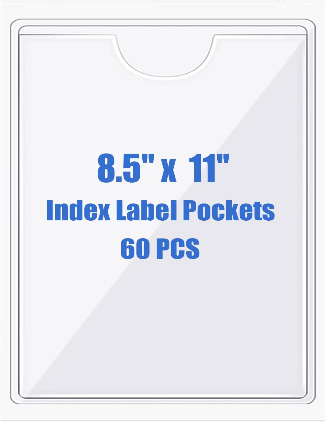 Origin-Joy 60 PCS Self Adhesive Index Card Pockets with Top Open, Clear Plastic Label Holder for Notes, Library and Business, Adhesive Label Pockets & Holder (8.5 x 11 inch)