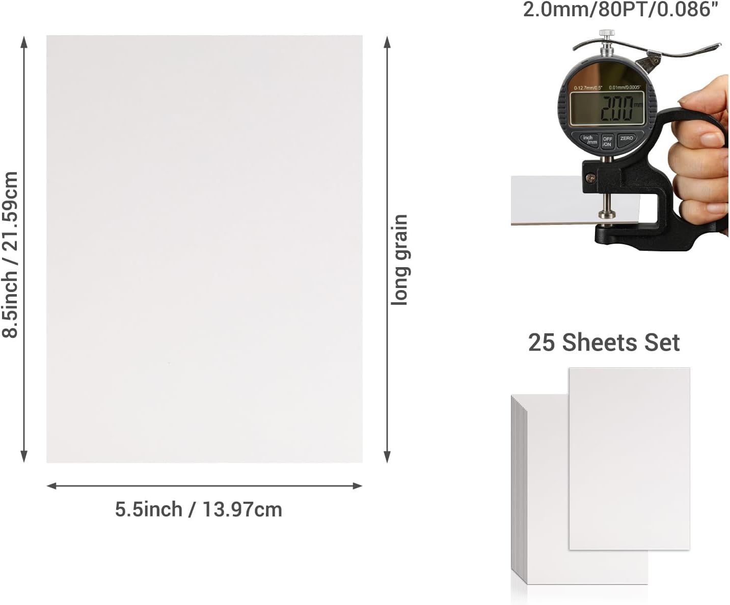 25 Pcs Book Board, Binder Board, Cover Board, Heavy Duty Chipboard for Book Binding, DIY Cardboard (White, 5.5 x 8.5 Inch 80PT)