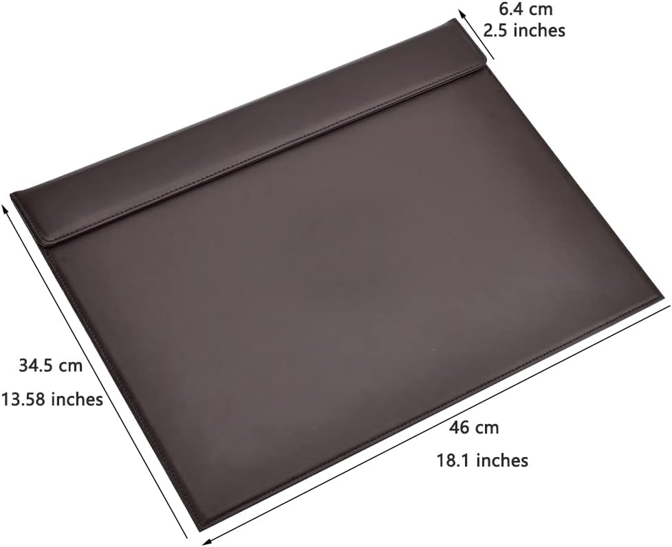KINGFOM 18''x14'' Large Rectangle A3 Desk Writing & Drawing Desk Pad &Board Table Protector Mat with Paper Clip on Top Brown